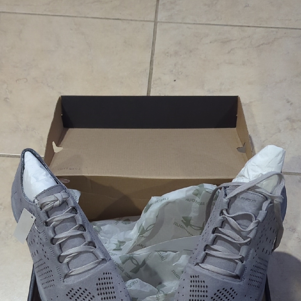 Under Armour Gray Suede Athletic Shoes (Street Precision Low Luxe)